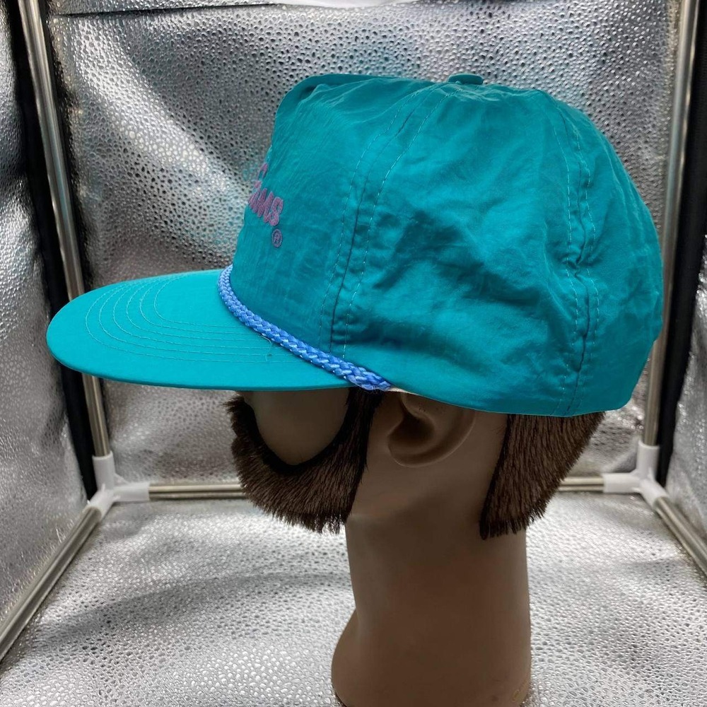 Vintage Neon Cameo Bob Evans Hat Mens OSFA Teal Nylon Snapback Rope Trucker Cap - Picture 8 of 9